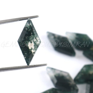 10 Pieces~~Moss Agate Flat Faceted Diamond Shape Briolettes~~Moss Agate Fancy Briolettes~~9*18mm approx