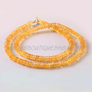 Beautiful Natural Citrine Faceted Wheels Necklace~~Citrine Heishi Beads Necklace~~Citrine Gemstone Necklace