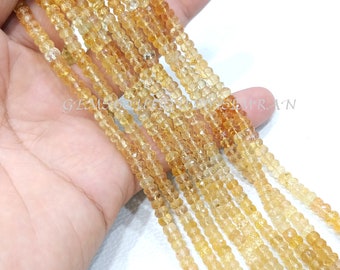 13.5 Inches~~AAA Grade~~Natural Golden Imperial Topaz Faceted Rondelles~~Imperial Topaz Rondelle Beads~~5mm approx