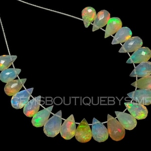 NEW ARRIVAL !!  22 Pieces Natural Ethiopian Opal faceted Drops , Ethiopian Opal Faceted Briolettes  ,4*6 to 5*8mm