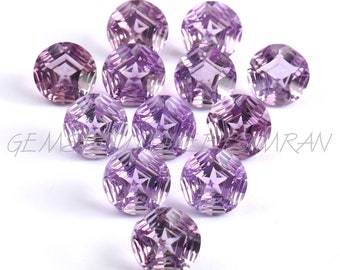 4 Pieces~~AAA Grade~~Brazil Pink Amethyst Round Shape Star Concave Cut Gemstones~~Pink Amethyst Round Concave Cut Gemstones~~12mm Approx