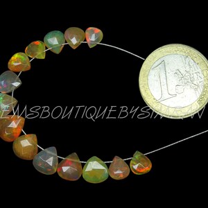 DISCOUNTED PRICE~~14 Pieces~~AAA Grade~~Ethiopian Opal Faceted Hearts Briolettes~~Ethiopian Opal Hearts Briolettes~~6-7mm app.~~ZLQ76