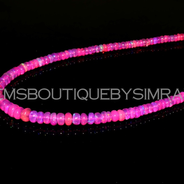 Pink Ethiopian Opal Smooth Rondelle Beads, Pink Opal Beads, Fire Opal Rondelle Beads