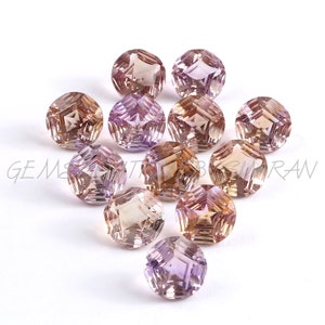 4 Pieces~~AAA Grade~~Bi-Ametrine Round Shape Star Concave Cut Gemstones~~Ametrine Round Concave Cut Gemstones~~12mm Approx