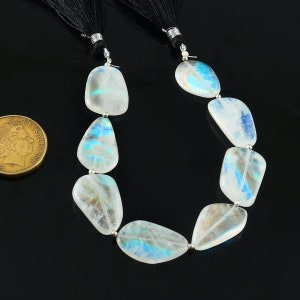 8 Pieces~~Big Size~~Nice Quality Rainbow Moonstone Smooth Flat Nuggets~~Moonstone Nuggets~~Moonstone Tumble~~14*18-16*23 mm approx.