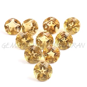 4 Pieces~~AAA Grade~~Honey Quartz Round Shape Star Concave Cut Gemstones~~Honey Quartz Round Concave Cut Gemstones~~12mm Approx