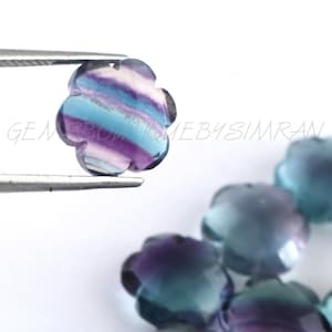 10 Pieces~~Rainbow Fluorite Faceted Flower Shape Briolettes~~Fluorite Fancy Carved Briolettes~~11mm approx