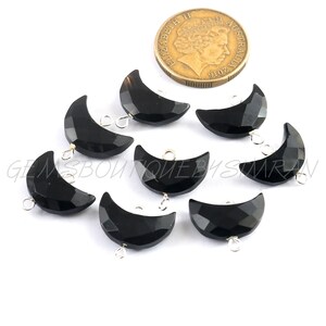 2 Pieces~~Natural Black Onyx Moons Charms~~Crescent Moons Charms~~Black Onyx Connectors