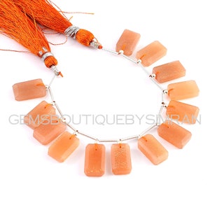 13 Pieces Beautiful Peach Moonstone Faceted Rectangle Briolettes~~Peach Moonstone Step Cut Rectangle Beads~~8*14mm~~LMN41
