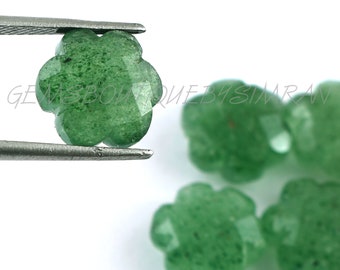 10 Stück Grüner Erdbeerquarz facettierte Blütenform Brioletten