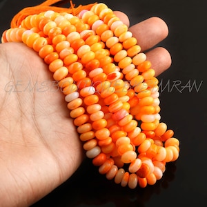 16 Inches~ Orange Opal Smooth Rondelle Beads~~Orange Opal Smooth Rondelles ~~Opal Smooth Rondelle Beads