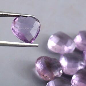 12 PiecesPink Amethyst Carved Heart Shape BriolettesBrazil Amethyst Heart Shape Stones11mm approx image 2