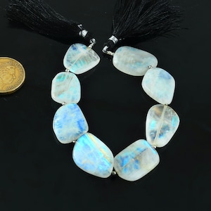 8 Pieces~~Big Size~~Nice Quality Rainbow Moonstone Smooth Flat Nuggets~~Moonstone Nuggets~~Moonstone Tumble~~14*20-16*24 mm approx.