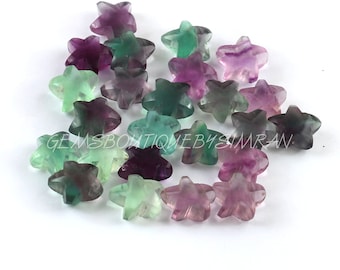 10 Pieces~~Nice Quality~~Rainbow Fluorite smooth Star Shape Briolette Beads~~Fluorite Carved Stars Briolettes~~10mm Approx~~ZLQ