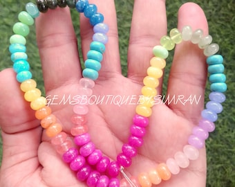 16 Inches~~Rainbow Color Multi Gemstone Smooth Rondelle Beads~~Candy Gemstone Necklace~~Rainbow Color Gemstone Necklace~~7.5-8.0 mm app.