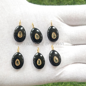 1 Piece~~Black Onyx Oval Shape Sterling Silver Pendant~~Black Onyx Inlay Gemstone Pendant~~Black Onyx Pendant~~Jewelry Making Supplies