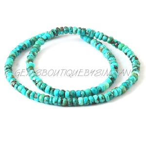 Natural Arizona Turquoise Faceted Rondelle Beads Necklace~~Turquoise Rondelle Necklace~~Turquoise Gemstone Necklace