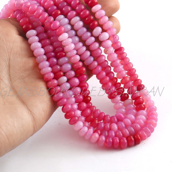 16 Inches~ Shaded Raspberry Pink Opal Smooth Rondelle Beads~~Hot Pink Candy Opal Smooth Rondelles ~~Opal Smooth Rondelle Beads