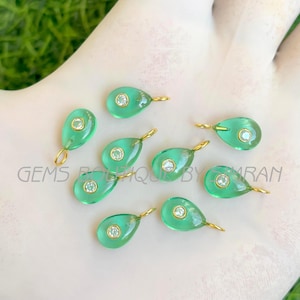 2/4 Pieces~~Colombian Emerald Quartz Pear Shape Sterling Silver Pendant~~Emerald Quartz Inlay Gemstone Pendant~~Emerald Quartz Pendant