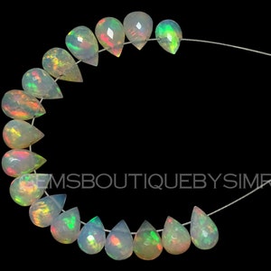 NEW ARRIVAL !!  17 Pieces Natural Ethiopian Opal faceted Drops , Ethiopian Opal Faceted Briolettes  ,4*7 to 6*8 mm
