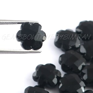10 Pieces~~Black Onyx Faceted Flower Shape Briolettes~~Black Onyx Fancy Carved Briolettes~~11mm approx