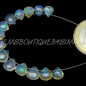 DISCOUNTED PRICE~~14 Pieces~~AAA Grade~~Ethiopian Opal Faceted Hearts Briolettes~~Ethiopian Opal Hearts Briolettes~~5.5-7.5mm app.~~ZLQ75