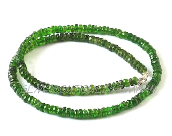 Natural Chrome Diopside Faceted Rondelle Beads Necklace~~Chrome Diopside Rondelle Necklace~~Chrome Diopside Gemstone Necklace