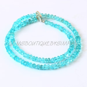 Natural Sky Blue Apatite Faceted Rondelle Beads Necklace~~Blue Apatite Rondelle Necklace~~Blue Apatite Gemstone Necklace