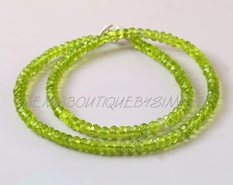 Naszyjnik z naturalnych fasetowanych koralików Peridot Rondelle~~Naszyjnik z kamieniem szlachetnym Peridot Rondelle~~Naszyjnik z kamieniem szlachetnym Peridot