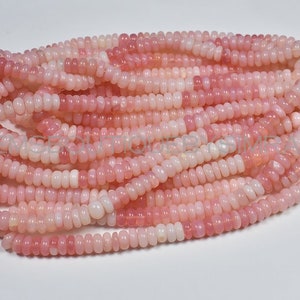15 Inches Long Strand Pink Opal Smooth Rondelle Beads, Shaded Pink Opal Beads (8 mm approx  )