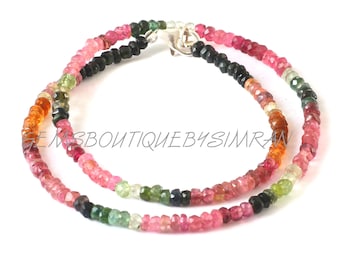 Natural Multi Tourmaline Faceted Rondelle Beads Necklace~~Multi Tourmaline Rondelle Necklace~~Tourmaline Gemstone Necklace