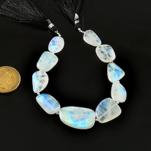 10 Pieces~~Big Size~~Nice Quality Rainbow Moonstone Smooth Flat Nuggets~~Moonstone Nuggets~~Moonstone Tumble~~12*16-15*20 mm approx.