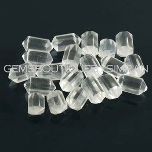 Crystal Quartz Double Terminated Carved Points Gemstone (6x10 mm) Terminated Points Wands, Crystal Points Jewelry Making Gemstone