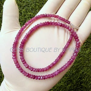 Natural Mozambique Ruby Faceted Rondelle Beads Necklace~~Ruby Rondelle Necklace~~Ruby Gemstone Necklace