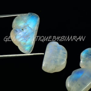 A Pair~~Nice Quality~~Rainbow Moonstone Cloud Shape Gemstone~~Rainbow Moonstone Carved Gemstone~~~~ZLQ92