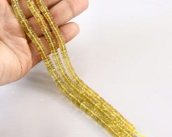 8 Inches~~Lemon Quartz Faceted Wheels~~Lemon Quartz Heishi Beads~~5-5.5mm approx.