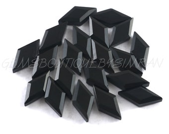 8 Pieces~~Black Onyx Flat Faceted Diamond Shape Briolettes~~Black Onyx Fancy Briolettes~~9*18mm approx