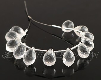 10 Stück <<<< Schöne Kristall Quarz Spitzen Tropfen Brioletten , Kristall Briolette Perlen >>>>