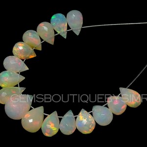 NEW ARRIVAL !!  16 Pieces Natural Ethiopian Opal faceted Drops , Ethiopian Opal Faceted Briolettes  , 6*8 mm approx