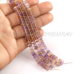AAA Grade~~Natural Ametrine Smooth Rondelles Beads~~Ametrine Smooth Beads~~Ametrine Beads~~6.50mm
