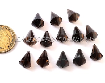 2/4 個~~美しいスモーキークォーツのファセットドロップブリオレット