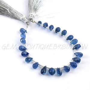 10 Pieces~~AAA Grade~~Natural Blue Kyanite Faceted Drops Briolettes~~4*6-6*8 mm