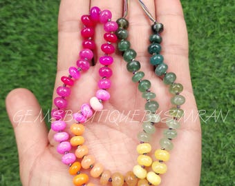 16/18/20 Inch Knotted Multi Gemstone Smooth Rondelles,Rainbow Color Gemstone Rondelle Beads~colourful knotted beads,wholesale beads8 mm app