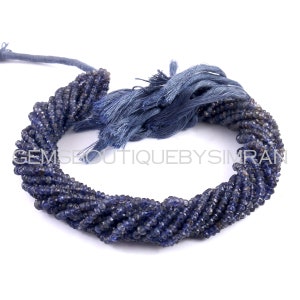 13 Inches Long Strand Iolite Faceted Rondelle Beads, Iolite Rondelle Beads (3-4 mm approx)