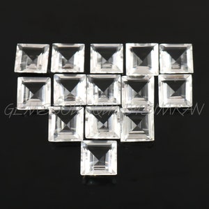 4 Stück ~~AAA Klasse~~Kristall Quarz Quadratisch Cut Edelsteine~~Kristall Quarz Fancy Cut Edelstein~~12MM Ca