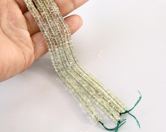 8 Inches~~Green Amethyst Faceted Wheels~~Green Amethyst Heishi Beads~~5-5.50 mm approx.
