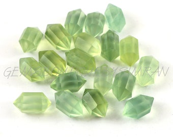 Natural Prehnite Double Terminated Carved Points Gemstone 6x10mm, Prehnite Points Jewelry Making Gemstone