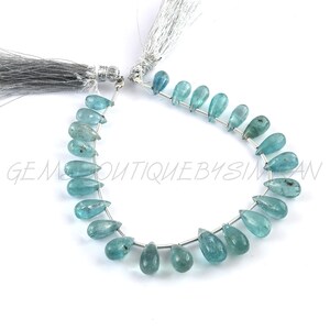 12 pezzi ~~ AAA Grade ~~ Natural Aqua Blue Kyanite Smooth Drops Briolette ~~5 * 8-6 * 11 mm