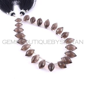 8 Inches Long Strand Smoky Quartz Faceted Drops, Smoky Quartz Drops Briolettes, Smoky Quartz Double Pointer Drops, Smoky Quartz Briolettes