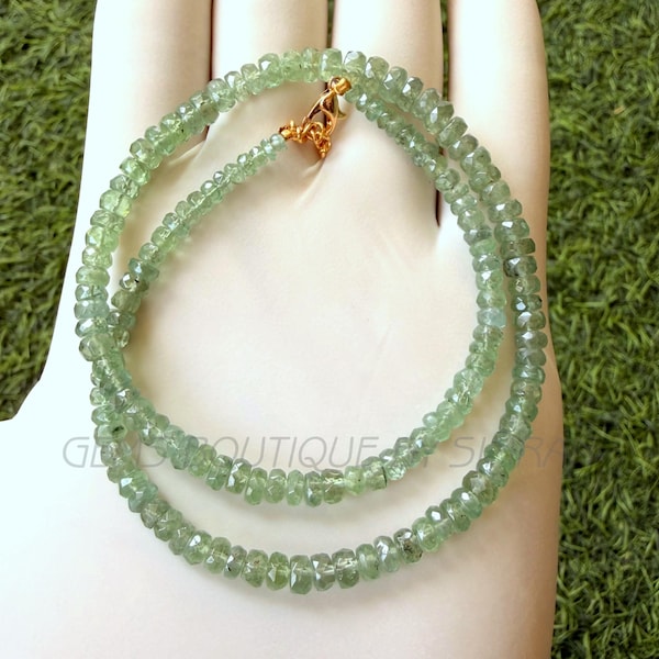 Hermoso collar de cuentas redondas de cianita verde menta natural ~~ Collar de cuentas de cianita ~~ Joyería de cianita ~~ Regalo para ella